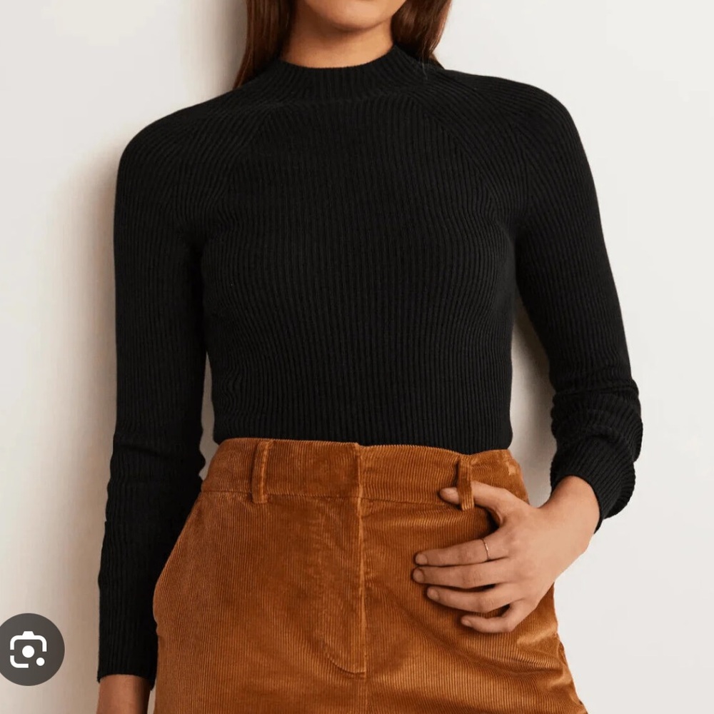 Boden Black High Neck Ribbed Sweater
